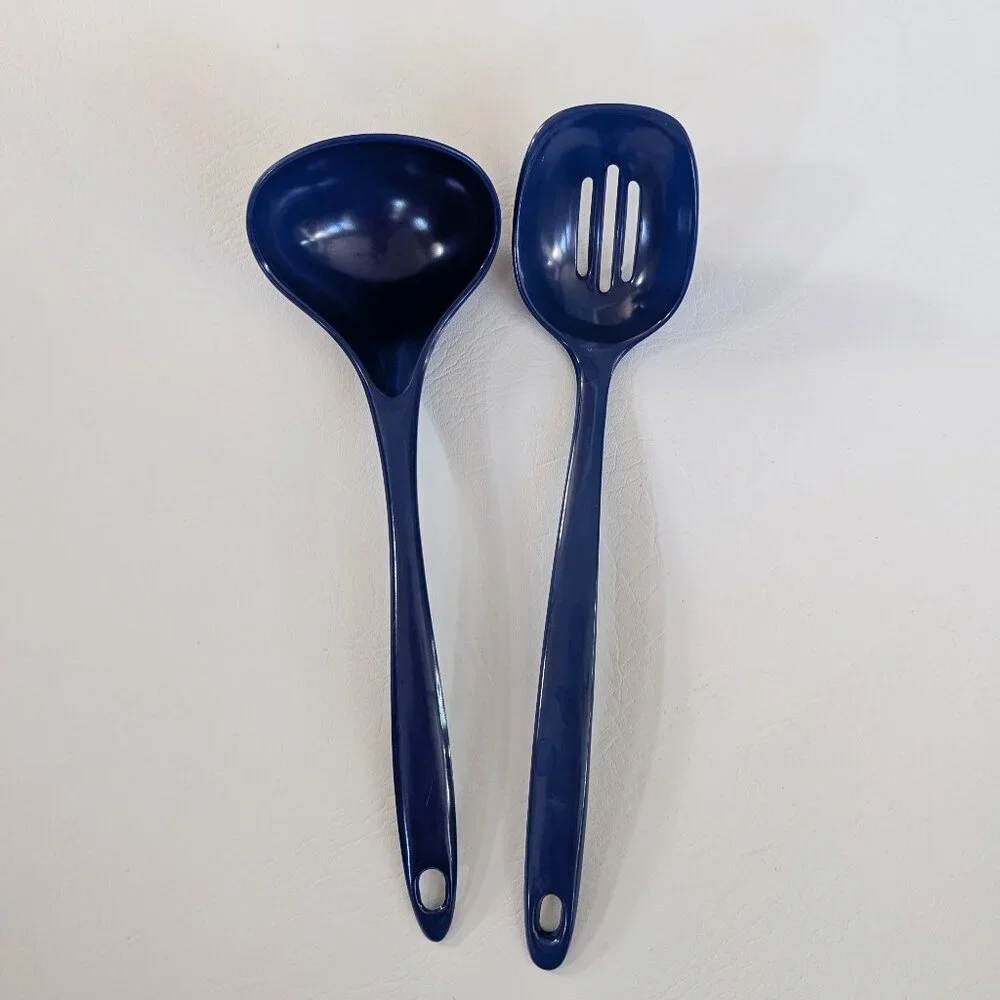 Ekco Melamine Utensil Set Blue Ladle & Slotted Spoon